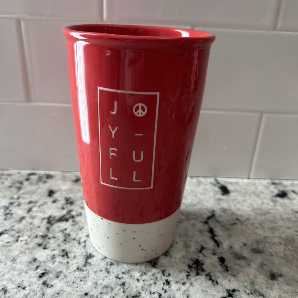 Starbucks JOY-FULL Joyful Ceramic Travel Mug Tumbler‎ 12 oz 2017 (MISSING LID)